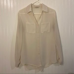 Decree, Long Sleeve Button Up Blouse, Cream